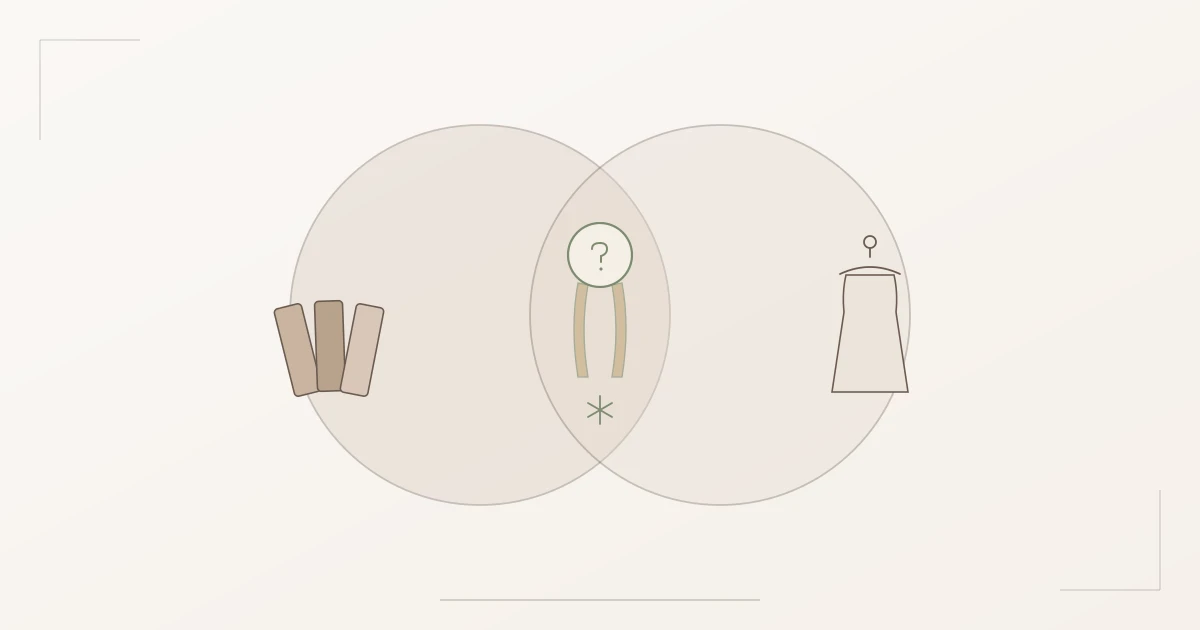 Illustration: Farbberatung und Stilberatung als zwei überlappende Kreise mit Kibbe als Schnittmenge beider Disziplinen