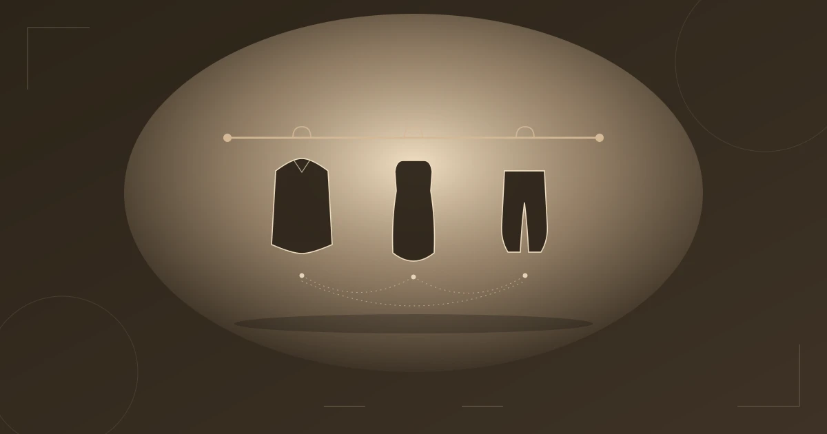 Illustration: Luftige Kleiderstange mit wenigen, bewusst gewählten Teilen im warmen Licht — das Ziel einer Kapselgarderobe nach Körperlinie